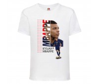 Футболка детская Футбол Килиан Мбаппе (Kylian Mbappe 002) белая 140 см