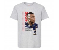 Футболка детская Футбол Килиан Мбаппе (Kylian Mbappe 002) серая 104 см