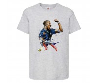 Футболка детская Футбол Килиан Мбаппе (Kylian Mbappe 004) серая 164 см